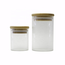 Best price wholesale round packaging glass storage jars with bamboo lid food glass jar BJ-105A